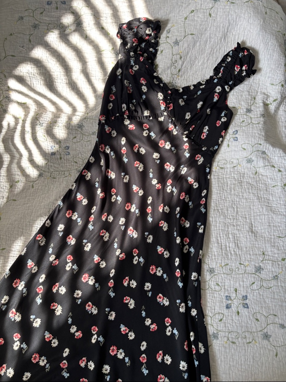 NWT Gap Floral Milkmaid Midi Dress Cottagecore Puff Sleeve Smocked M